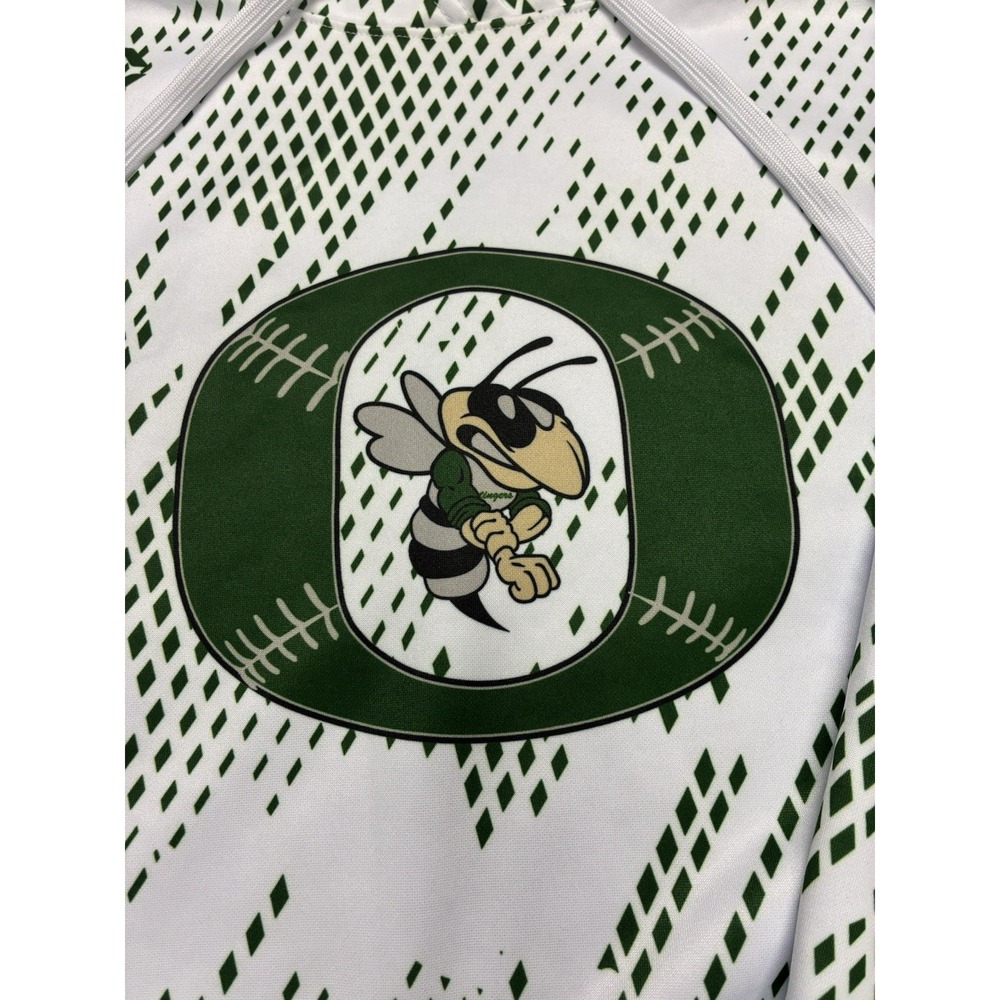 Ostingers Baseball Hoodie. White W/Green Logo. Evo Shield Brand, Size XL